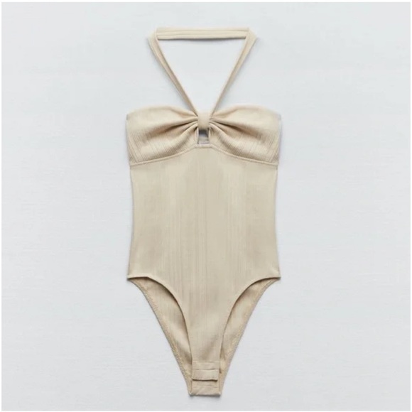 NWT Zara Ribbed Halter Bodysuit Size Small - Picture 3 of 9